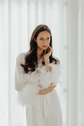 Celine Feather Bridal Robe-Bridal Clothing-Rituals Ceremonials-Rituals of Love-Vancouver Canada