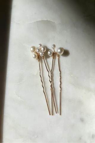Pearl Cluster Hair Pin (set of 2)-Hair Accessories-Rituals Ceremonials-Rituals of Love-Vancouver Canada
