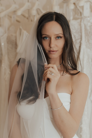 Crystal Edged Modern Bridal Veil Rituals of Love Vancouver