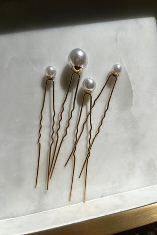 Pearl Hair Pin (set of 4)-Hair Accessories-Rituals Ceremonials-Rituals of Love-Vancouver Canada