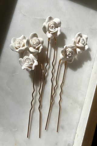 Rose Hair Pins (set of 3)-Hair Accessories-Rituals Ceremonials-Rituals of Love-Vancouver Canada