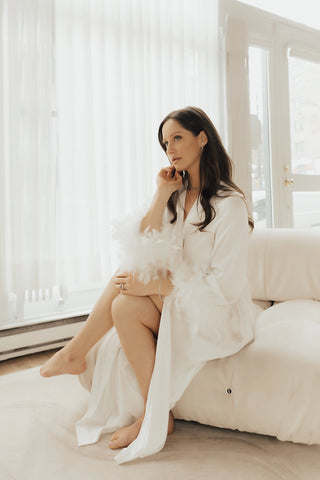 Celine Feather Bridal Robe-Bridal Clothing-Rituals Ceremonials-Rituals of Love-Vancouver Canada