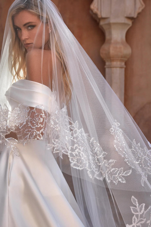 Beaded embroidered shimmery veil 