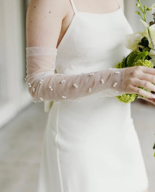 Fingerless Pearl Bridal Gloves-Bridal Sleeves-Rituals Ceremonials-Rituals of Love-Vancouver Canada
