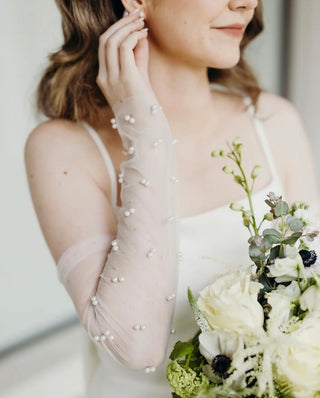 Fingerless Pearl Bridal Gloves-Bridal Sleeves-Rituals Ceremonials-Rituals of Love-Vancouver Canada