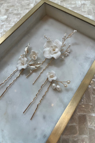 Flori Hair Pins (set of 3)-Hair Accessories-Rituals Ceremonials-Rituals of Love-Vancouver Canada