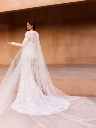 Tzoe Gown W/ Cape Bolero-Wedding Gowns-Pronovias-Rituals of Love-Vancouver Canada