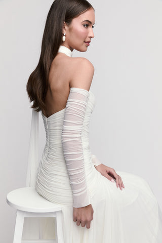 Beck Gown with Sleeves and Scarf-Wedding Gowns-Watters-Rituals of Love-Vancouver Canada