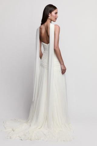 Beck Gown with Sleeves and Scarf-Wedding Gowns-Watters-Rituals of Love-Vancouver Canada
