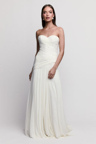 Beck Gown with Sleeves and Scarf-Wedding Gowns-Watters-Rituals of Love-Vancouver Canada