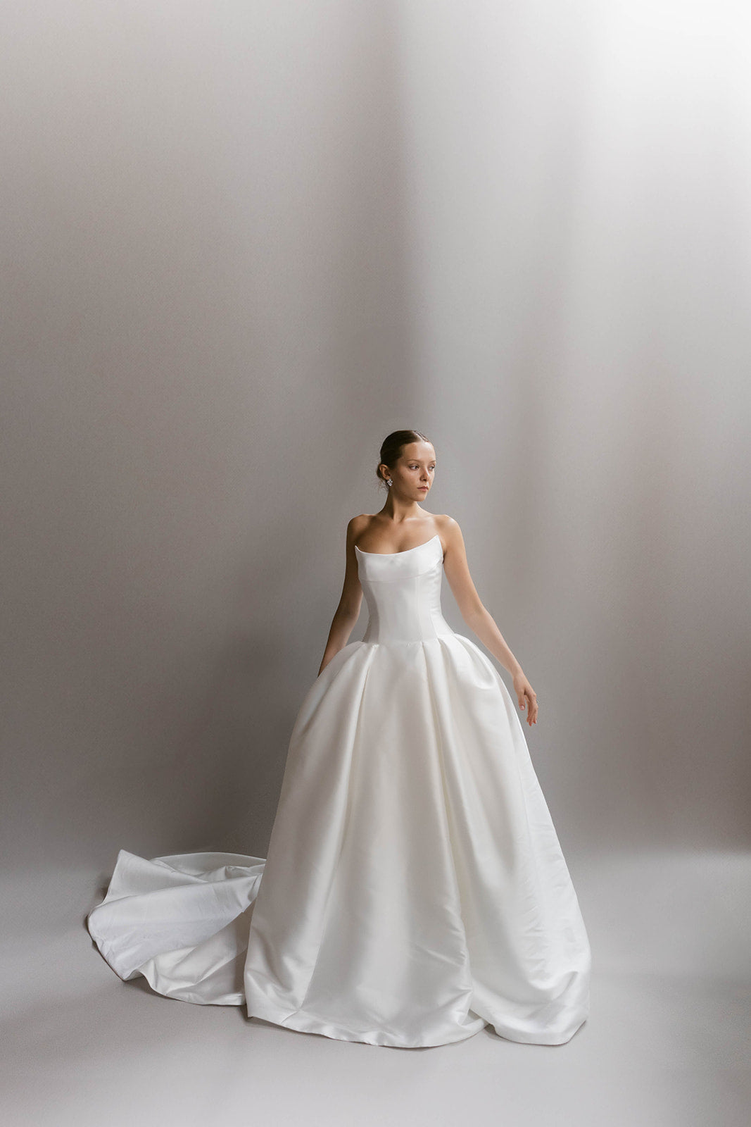 pronovias silk wedding dress SKIES | A-line strapless bridal dress