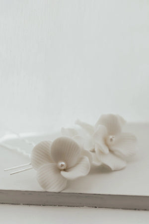Ceramic Floral Hair Pins (2 pack)