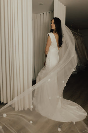 Sammy floral applique bridal veil 
