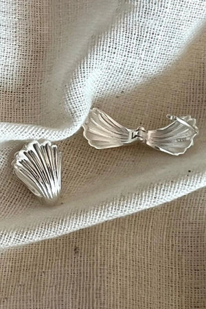 Shell Huggie Earrings - Silver